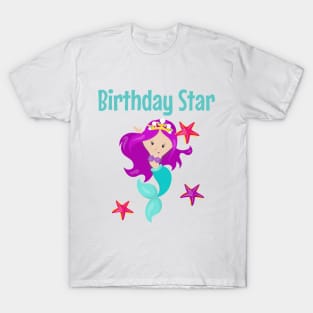 Mermaid Birthday Party Gifts Mermaid Party Favors Starfish Ocean Beach Pool Party Decor T-Shirt